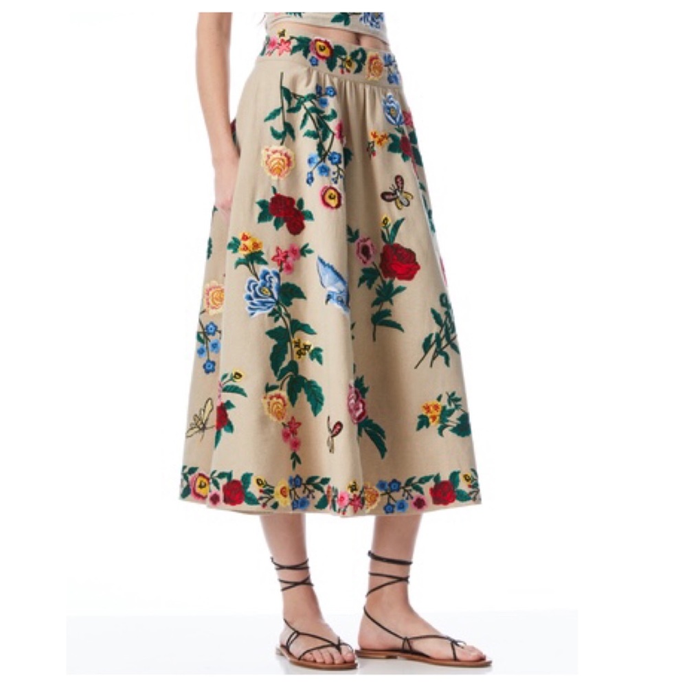 ALICE + OLIVIA Earla Embroidered Skirt - Picture 2 of 14